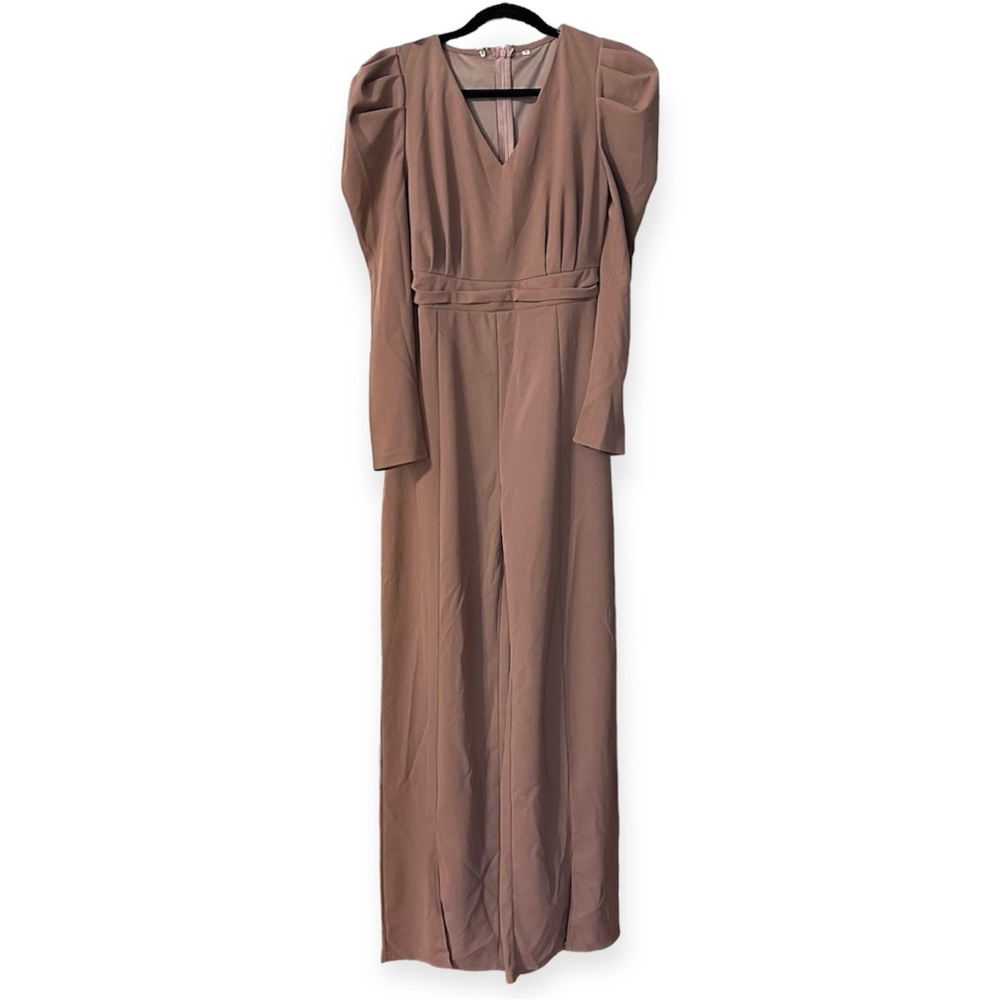 Boutique-Casual/Formal Jumpsuit-Split pant hem-NWOT-color-Taupe-Sz Med.